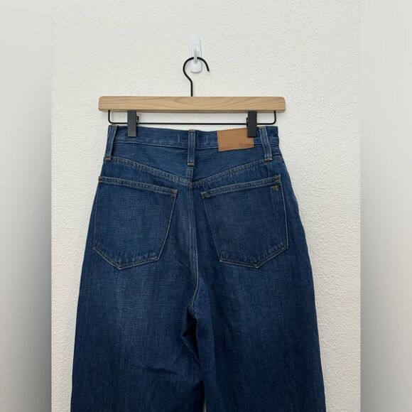 Madewell Baggy Straight High Rise Jeans in Dark Worn Indigo Wash Size 23 NH643 - Picture 8 of 13